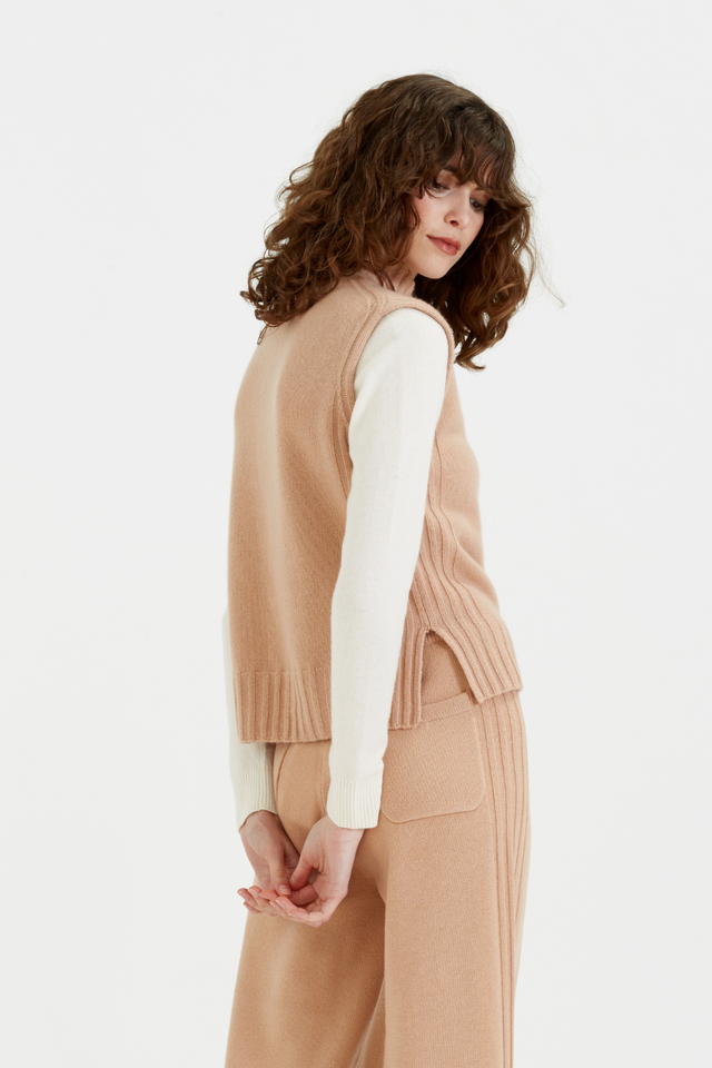 Warm-Beige Cashmere Funnel Tank image 2