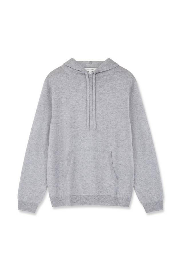 Grey Wool-Cashmere Elbow Patch Men's Hoodie image 2