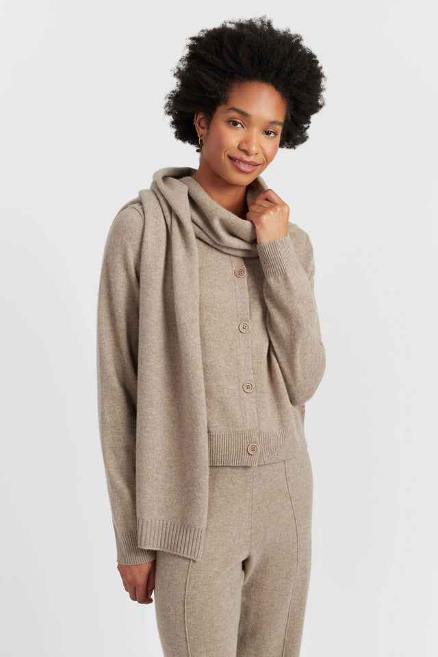 Warm-Oatmeal Wool-Cashmere Scarf image 1