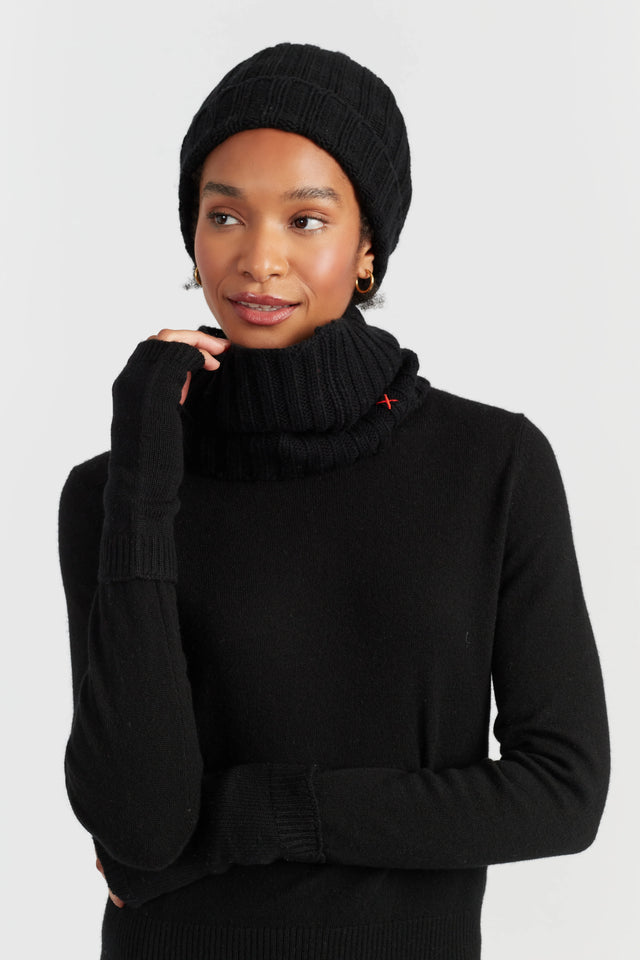 Black Wool-Cashmere Ribbed Hat image 1