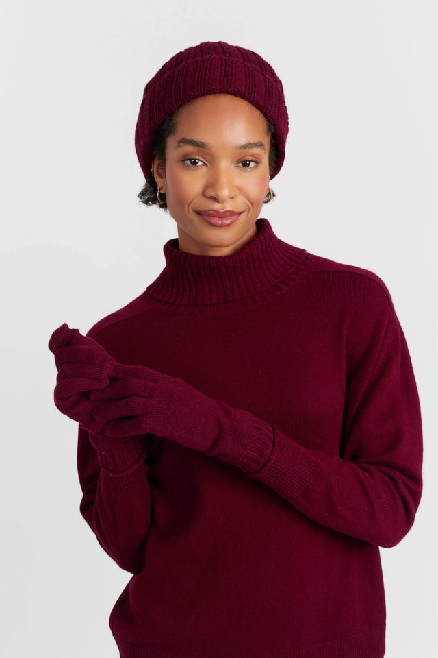 Claret Wool-Cashmere Ribbed Hat image 1