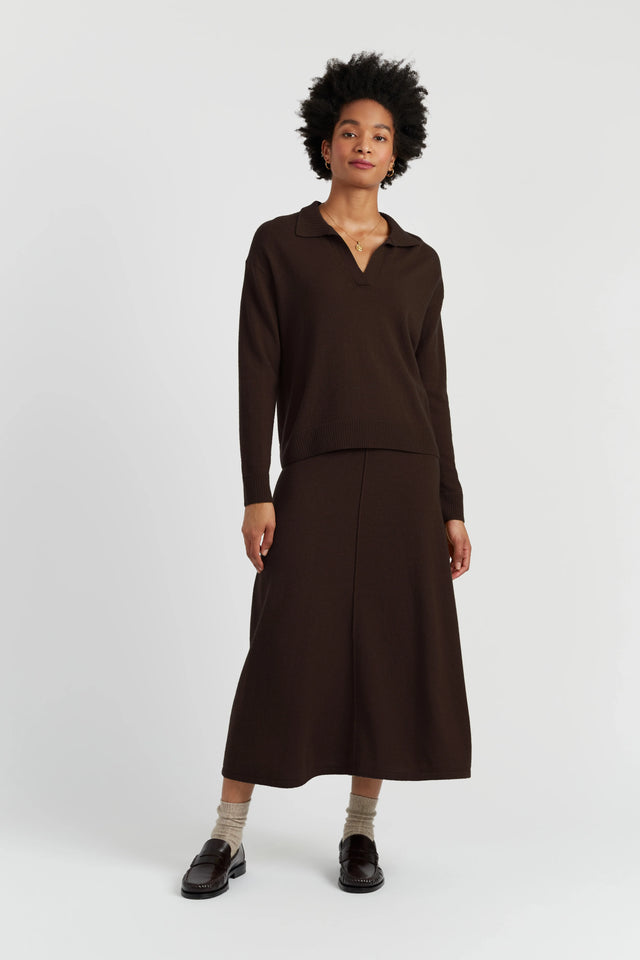 Chocolate Wool-Cashmere Crew Neck Cardigan image 2