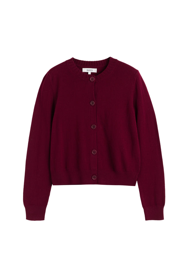 Claret Wool-Cashmere Crew Neck Cardigan image 4