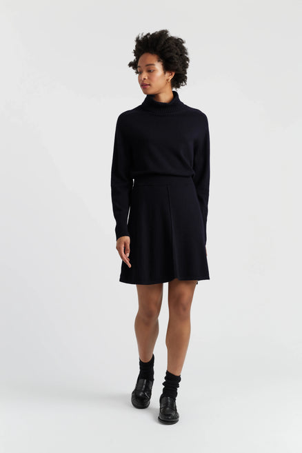 Navy Wool-Cashmere Mini Skirt