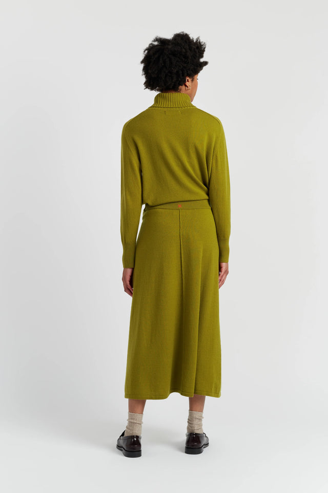 Olive Wool-Cashmere Midi Skirt image 3