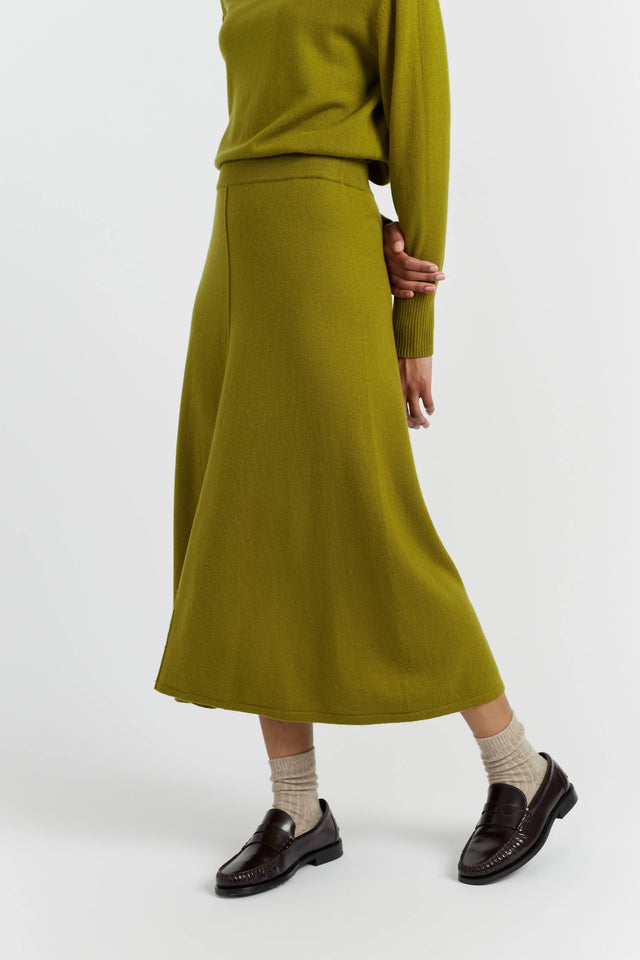Olive Wool-Cashmere Midi Skirt image 2