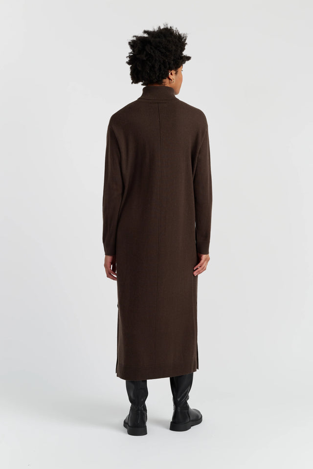 Chocolate Wool-Cashmere Midi Rollneck Dress image 3