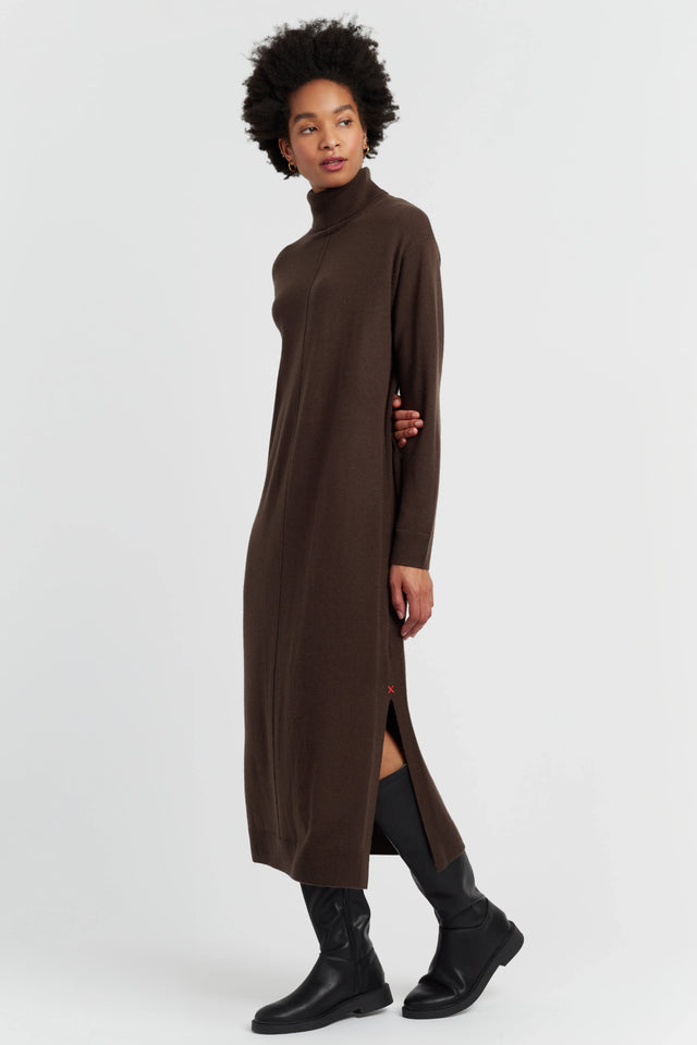 Chocolate Wool-Cashmere Midi Rollneck Dress image 2