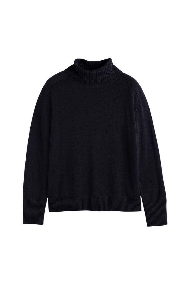 Navy Wool-Cashmere Raglan Rollneck Sweater image 4