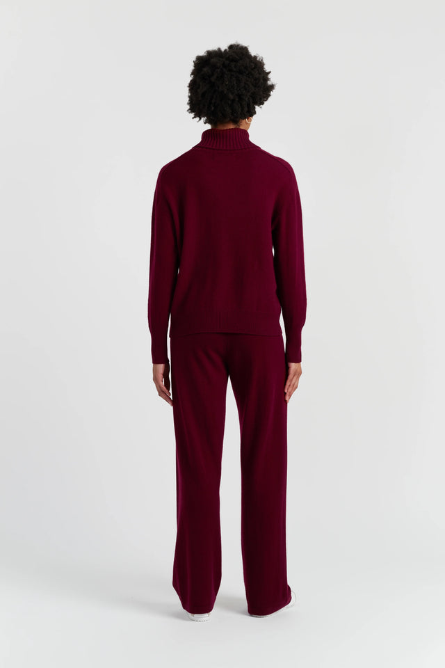 Claret Wool-Cashmere Raglan Rollneck Sweater image 3