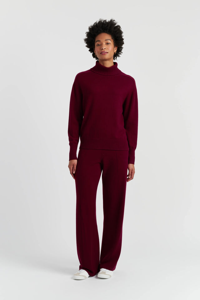 Claret Wool-Cashmere Raglan Rollneck Sweater image 2