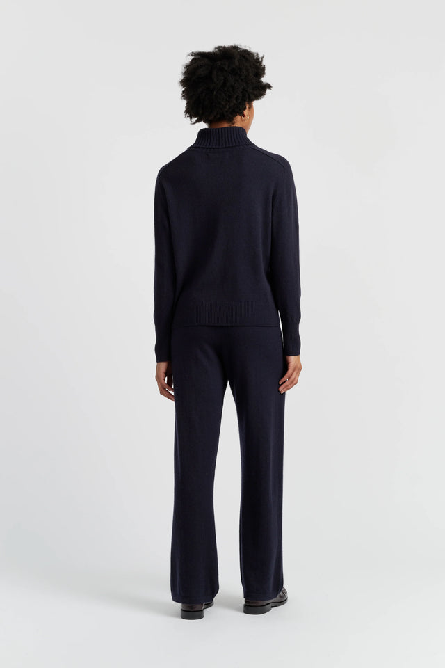 Navy Wool-Cashmere Raglan Rollneck Sweater image 3