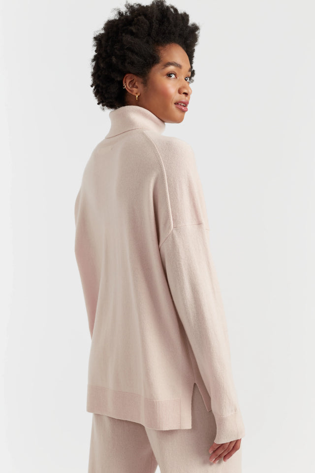 Bone Wool-Cashmere Relaxed Rollneck Sweater image 2