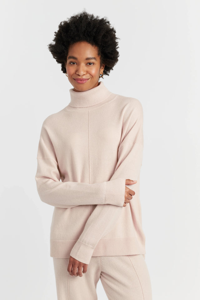Bone Wool-Cashmere Relaxed Rollneck Sweater image 1