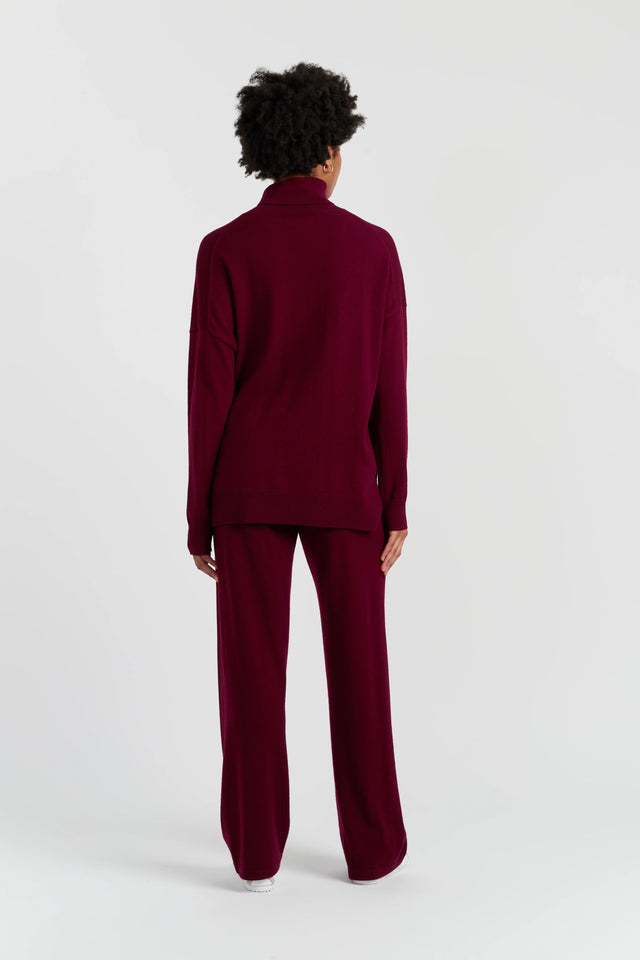 Claret Wool-Cashmere Relaxed Rollneck Sweater image 4