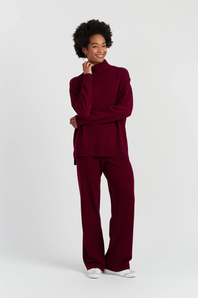 Claret Wool-Cashmere Relaxed Rollneck Sweater image 3