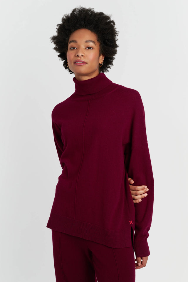 Claret Wool-Cashmere Relaxed Rollneck Sweater image 1