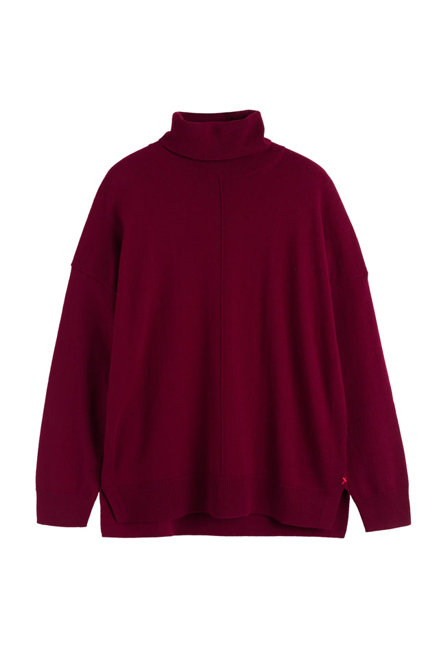 Claret Wool-Cashmere Relaxed Rollneck Sweater image 5