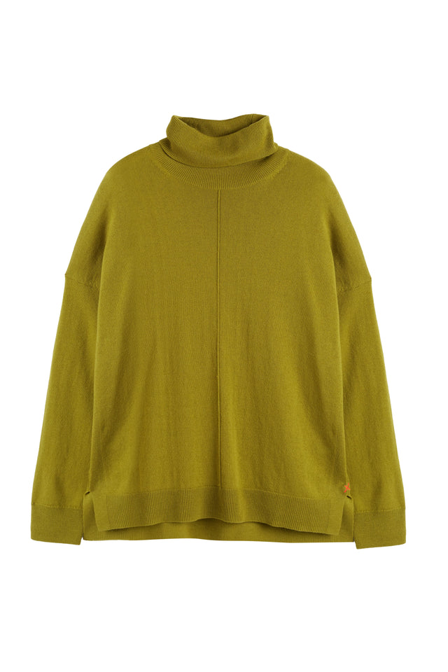 Olive Wool-Cashmere Relaxed Rollneck Sweater image 4
