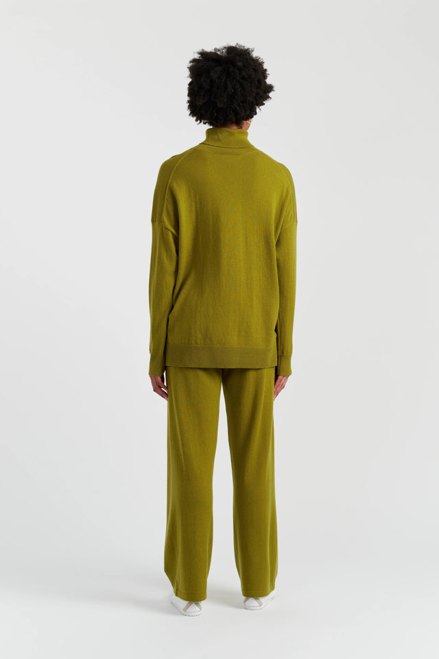 Olive Wool-Cashmere Relaxed Rollneck Sweater image 3