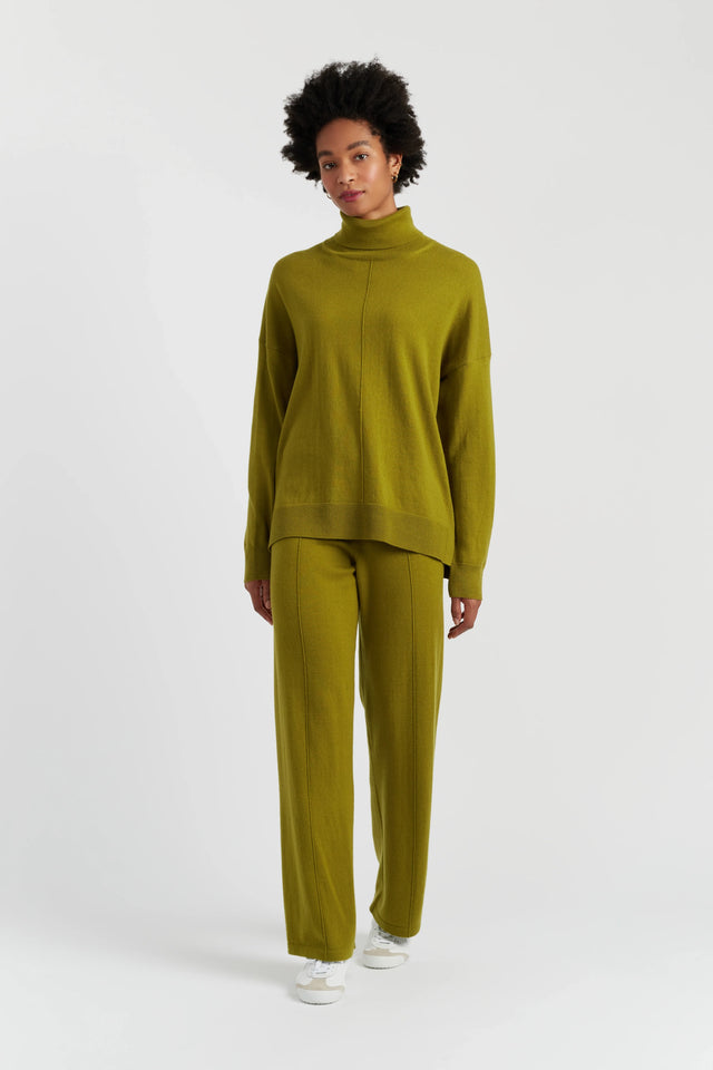 Olive Wool-Cashmere Relaxed Rollneck Sweater image 2