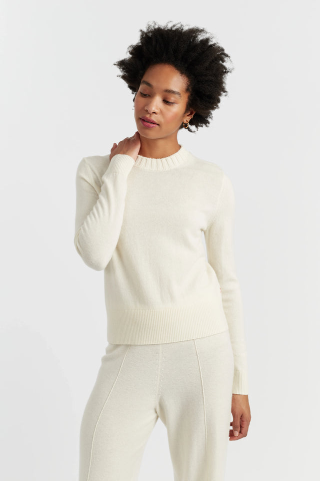Cream Wool-Cashmere Cropped Sweater image 1