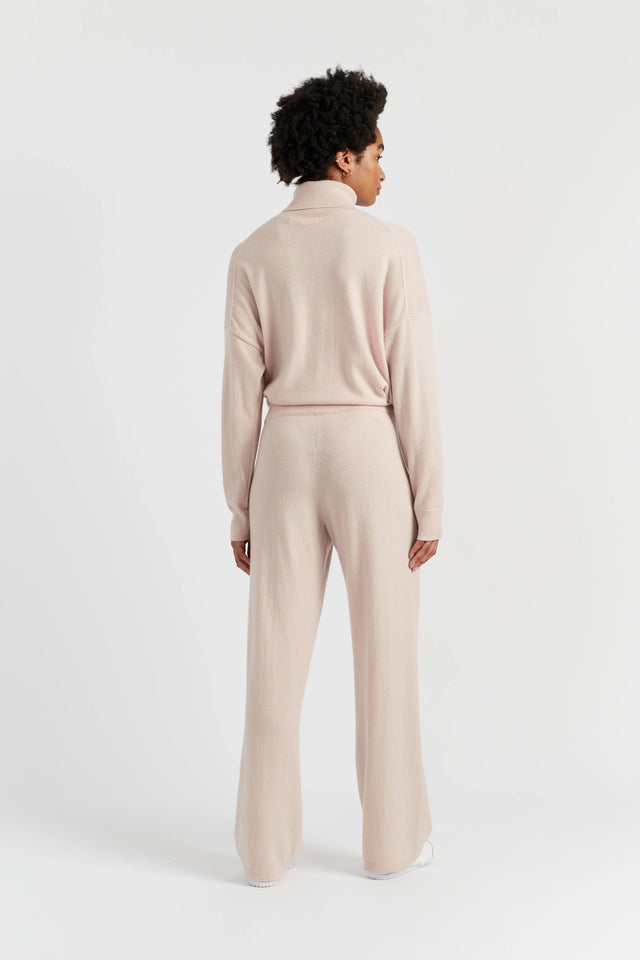 Bone Wool-Cashmere Wide-Leg Track Pants image 3