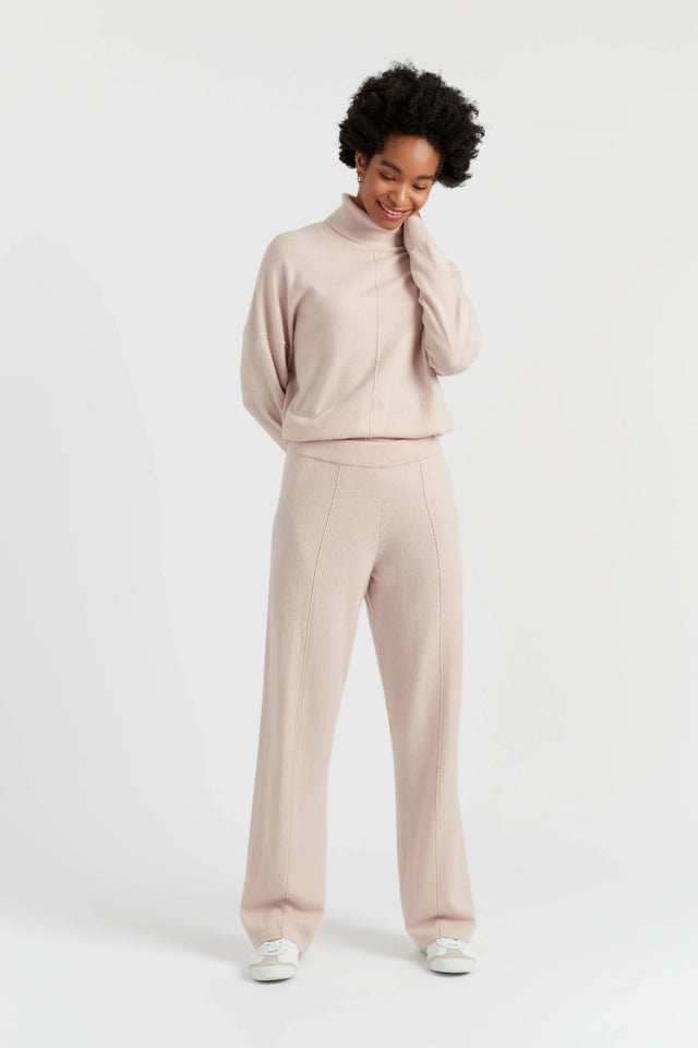 Bone Wool-Cashmere Wide-Leg Track Pants image 1