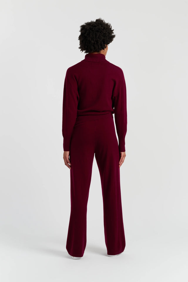 Claret Wool-Cashmere Wide-Leg Track Pants image 3