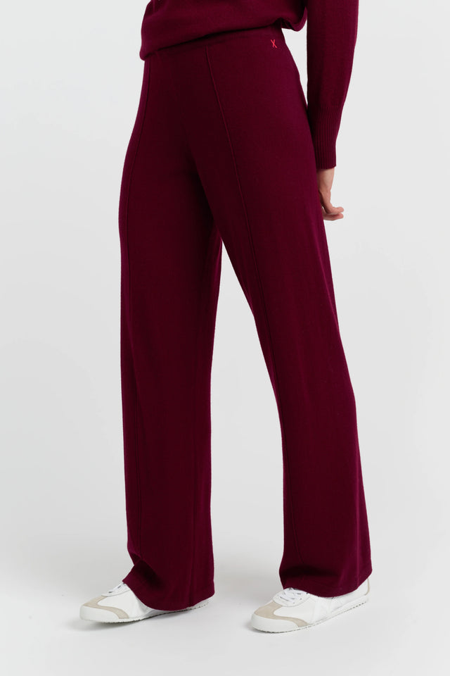 Claret Wool-Cashmere Wide-Leg Track Pants image 2