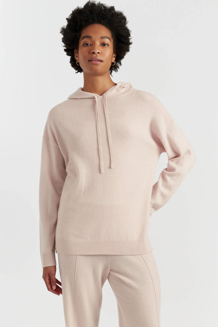 Bone Wool-Cashmere Relaxed Hoodie