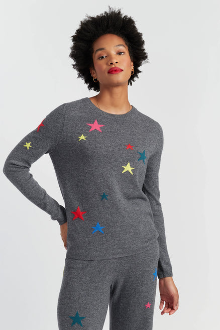 Grey Wool-Cashmere Star Sweater