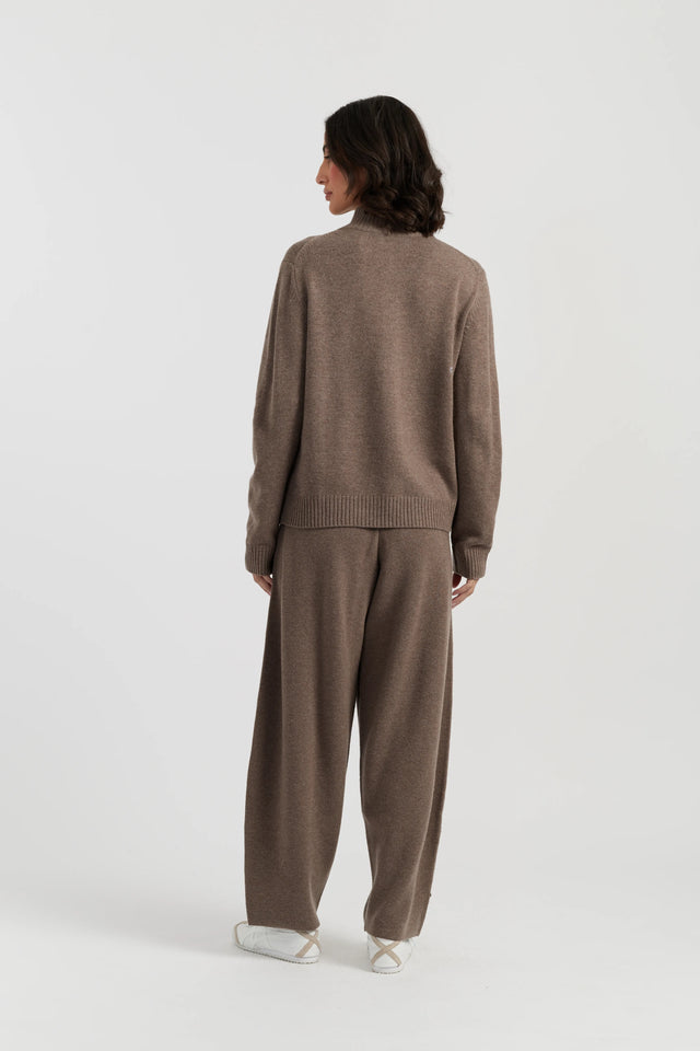 Oatmeal Wool-Cashmere Quarter Zip Jumper image 3