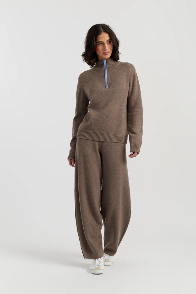Oatmeal Wool-Cashmere Quarter Zip Jumper image 2