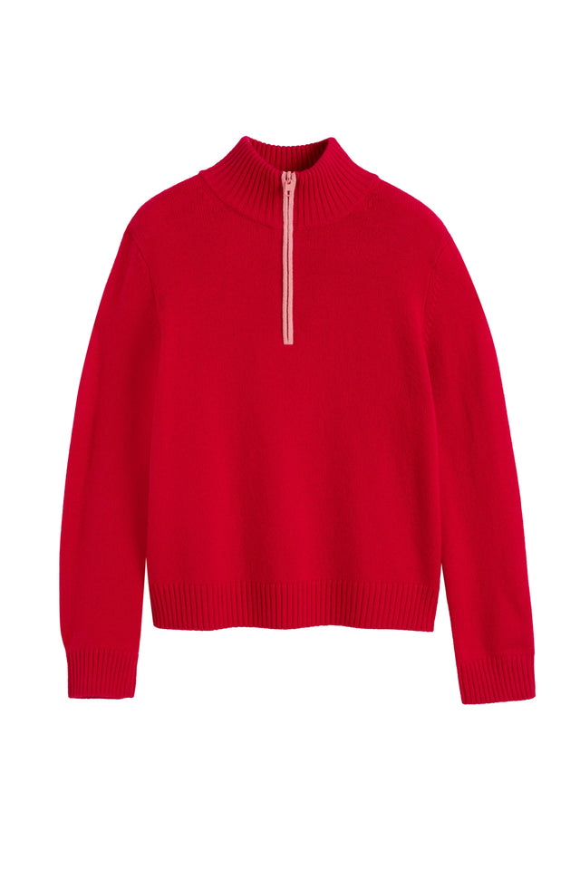 Red Wool-Cashmere Quarter Zip Jumper image 4
