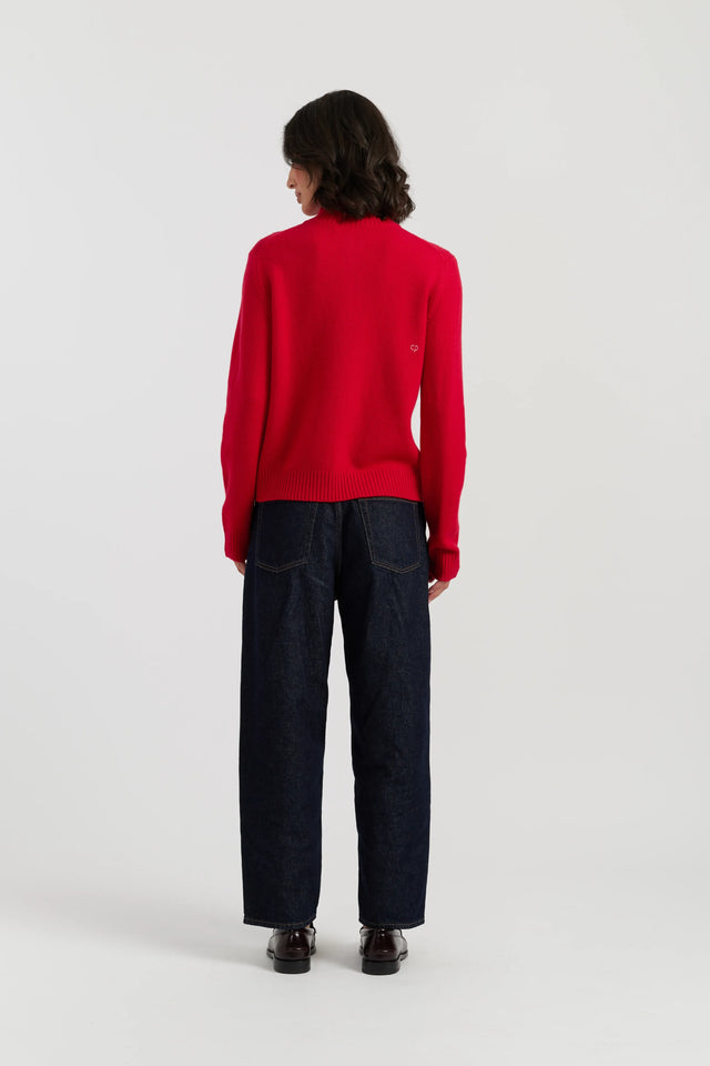 Red Wool-Cashmere Quarter Zip Jumper image 3