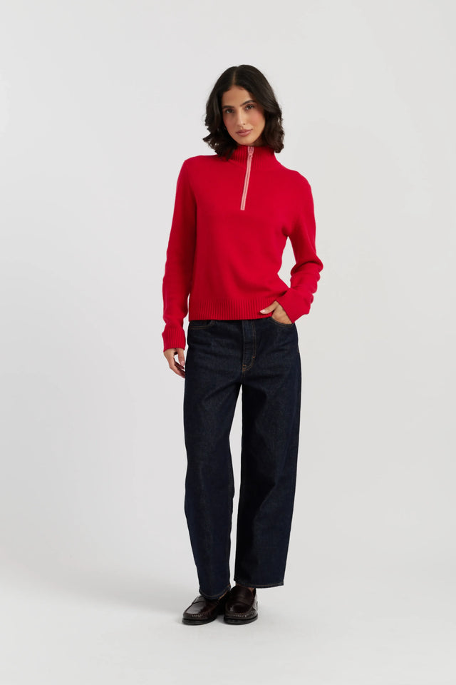 Red Wool-Cashmere Quarter Zip Jumper image 2