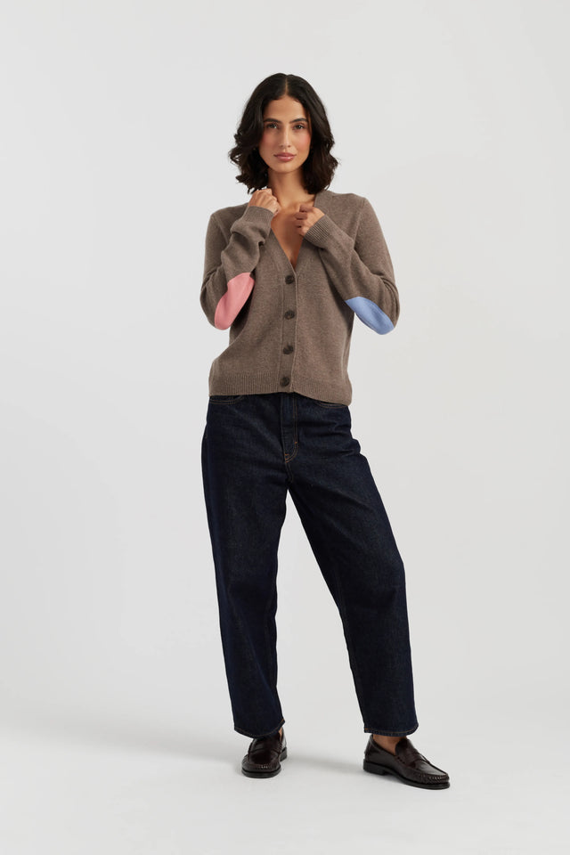 Mushroom Wool-Cashmere Elbow Patch Cardigan image 2