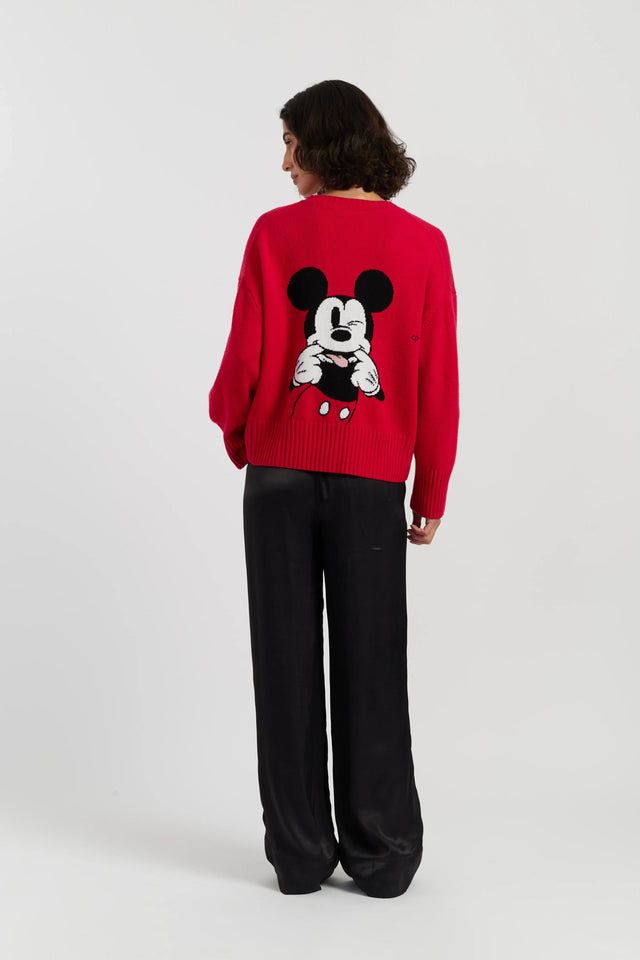 Red Wool-Cashmere Peeakabo Mickey Sweater image 3