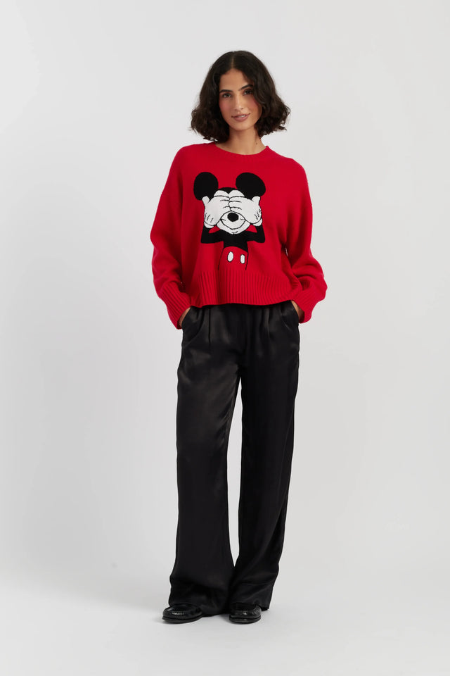 Red Wool-Cashmere Peeakabo Mickey Sweater image 2