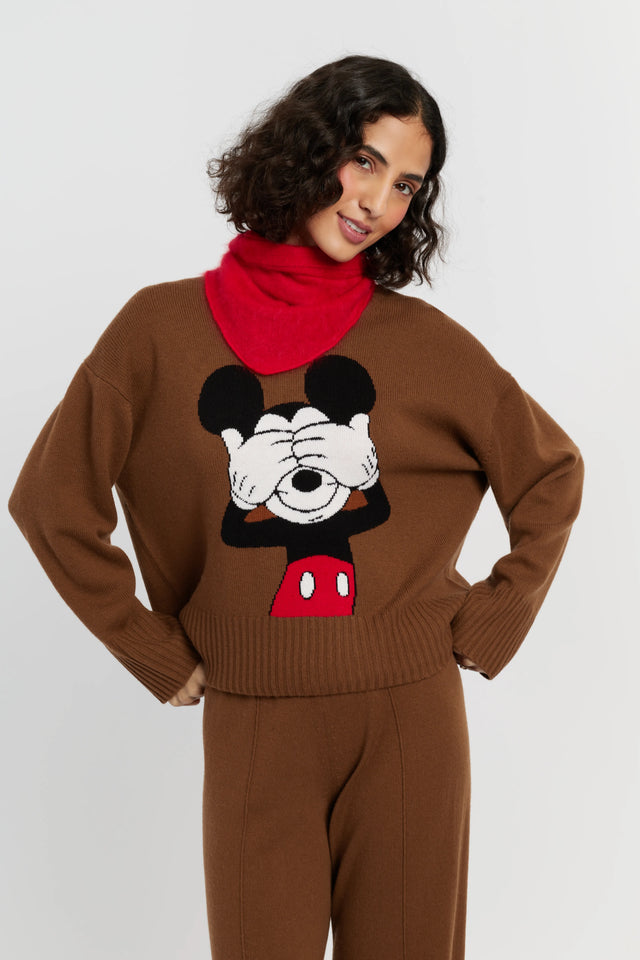 Toffee Wool-Cashmere Peeakabo Mickey Sweater image 4