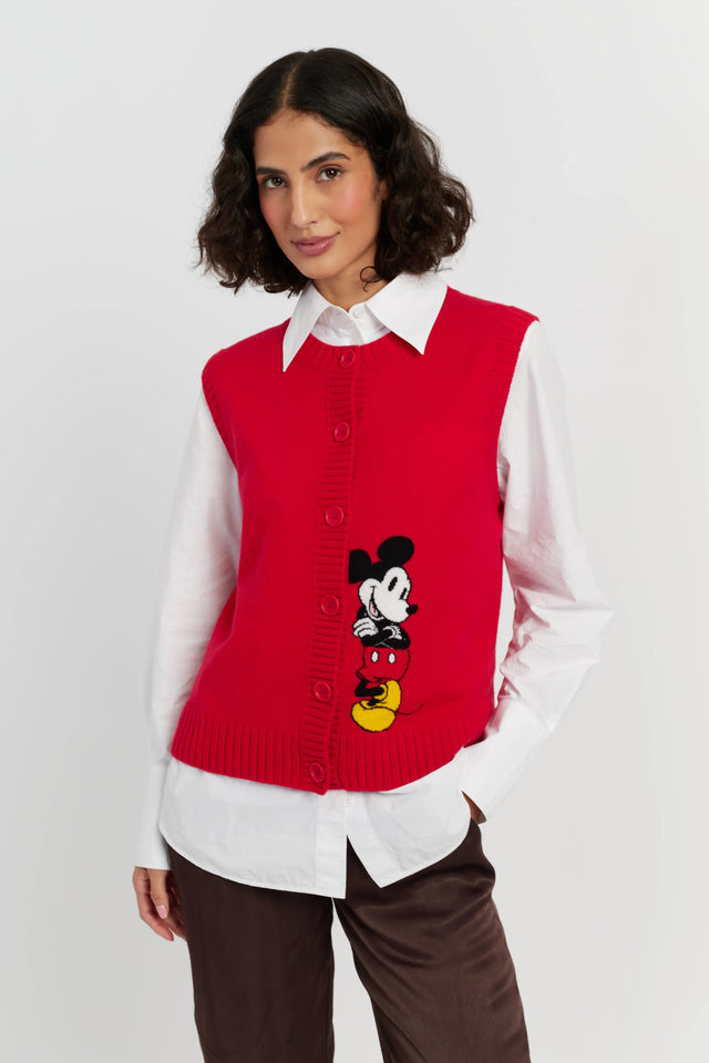 Red Wool-Cashmere Mickey's Waistcoat image 4