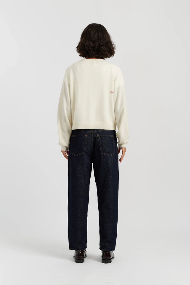 Cream Wool-Cashmere Mickey & Minnie Cardigan image 3