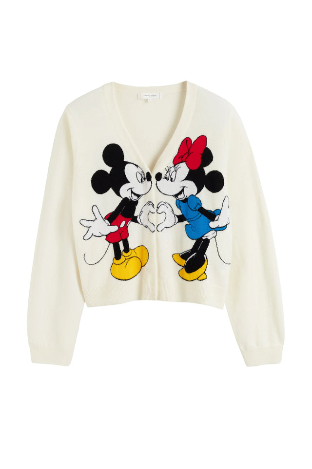 Cream Wool-Cashmere Mickey & Minnie Cardigan image 4