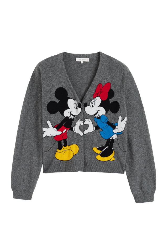 Grey Wool-Cashmere Mickey & Minnie Cardigan image 5