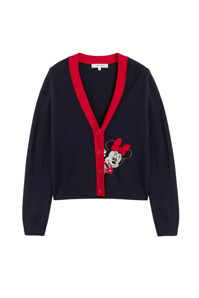 Navy Wool-Cashmere Minnie Peek Pocket Cardigan image 8