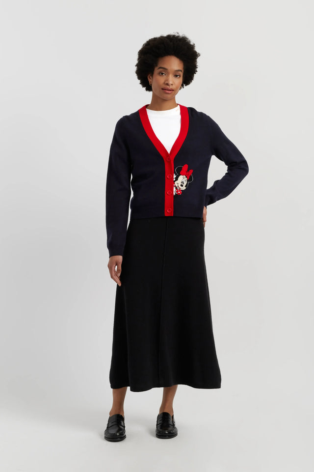 Navy Wool-Cashmere Minnie Peek Pocket Cardigan image 5