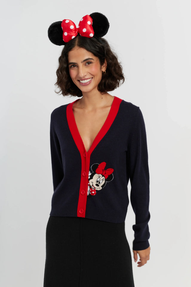 Navy Wool-Cashmere Minnie Peek Pocket Cardigan image 4