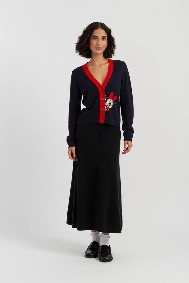 Navy Wool-Cashmere Minnie Peek Pocket Cardigan image 2