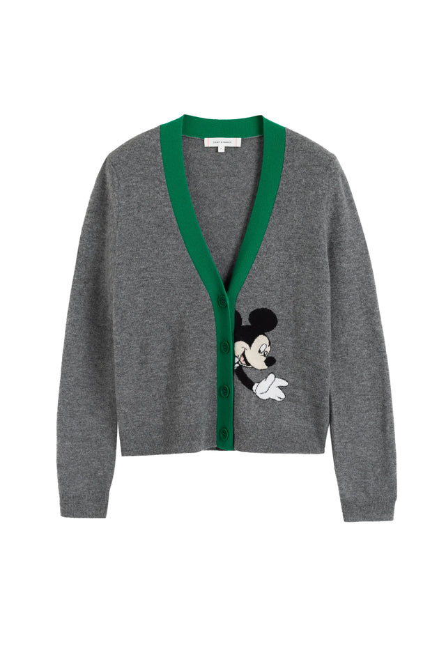 Grey Wool-Cashmere Mickey Peek Pocket Cardigan image 4